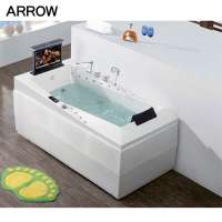 Acrylic deep jetted whirlpool massage large soak spa tub indoor bathtub with tv