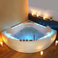 Indoor Corner Design Couple Shower Jacuzzi acrylic whirlpool Bathtub with Pillow for Home Hotel