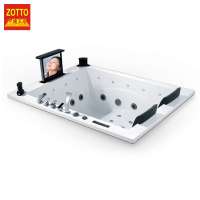 Best-selling factory polymer solid surface drop-in massage bathtub 2 person indoor hot tub whirlpool in cheap price