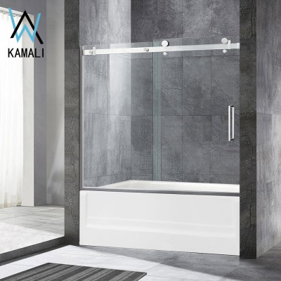 Hotel and Apartment  Project Factory Price  Customizable Tempered Glass Sliding Bathtub Shower Door, Bathroom Screen