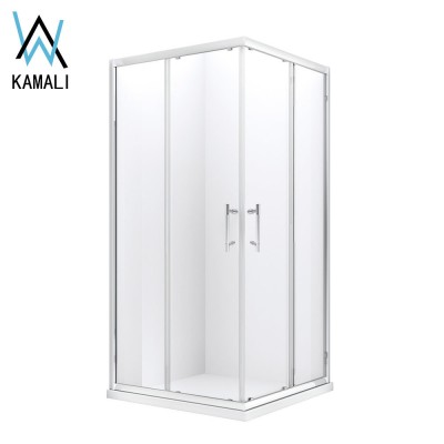 Kamali Custom 4 Panel Sliding Fiber Glass Rectangle Compact Shower Enclosure, High Quality Finished Shower Room